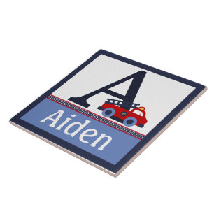 Personalised Fire Engine/Truck Letter Name Tile