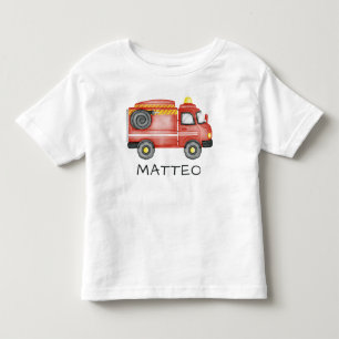 Personalised Fire Truck, Cute Custom Name Firefigh Toddler T-Shirt