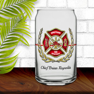 Personalised Firefighter Can Glass
