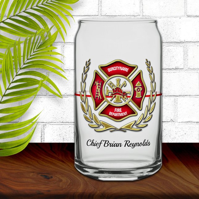 Personalised Firefighter Can Glass (Creator Uploaded)