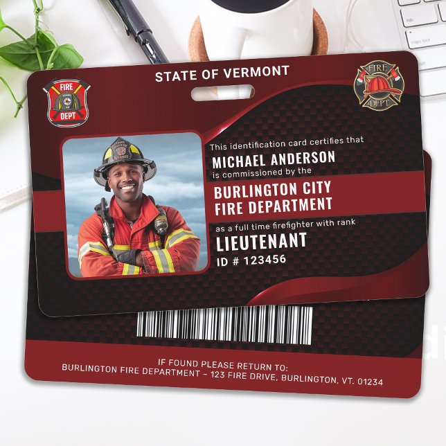 Personalised Firefighter Employee Custom Photo ID ID Badge (Creator Uploaded)