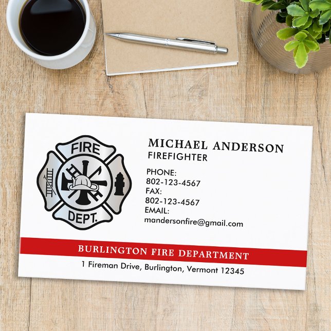Personalised Firefighter Fire Department Logo Business Card (Creator Uploaded)