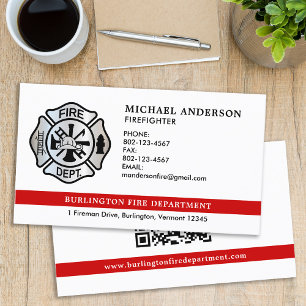 Personalised Firefighter Fire Department QR Code Business Card
