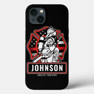 Personalised Firefighter Fire Dept Patriotic Flag  iPhone 13 Case