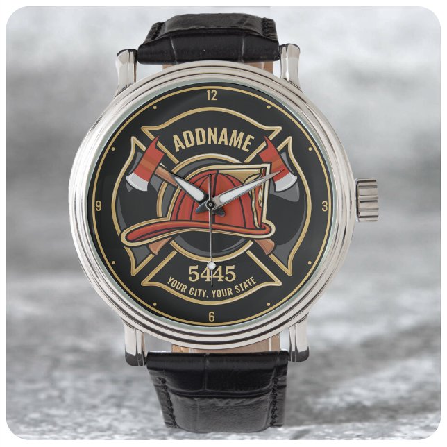 Personalised Firefighter Fireman Fire Department Watch (Creator Uploaded)