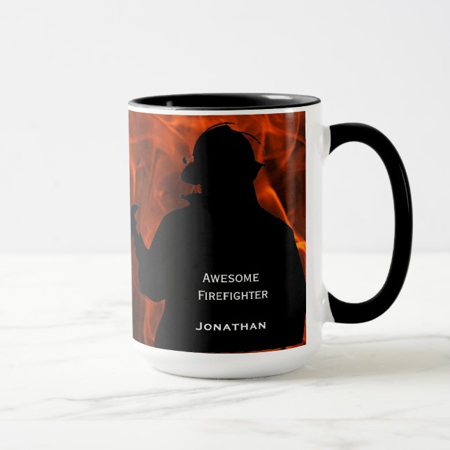 Personalised Firefighter Flames Mug (Right)