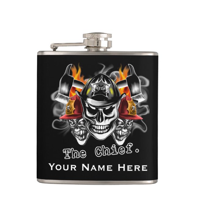 Personalised Firefighter Flask: The Chief Hip Flask (Front)