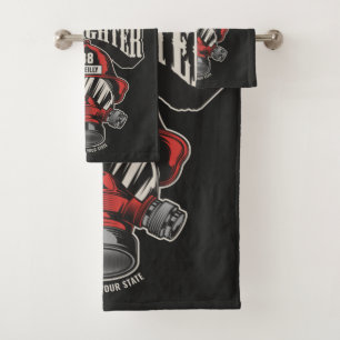 Personalised Firefighter Mask Fire Dept Helmet Bath Towel Set