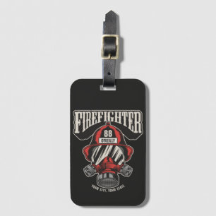 Personalised Firefighter Mask Fire Dept Helmet Luggage Tag
