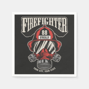 Personalised Firefighter Mask Fire Dept Helmet Napkin