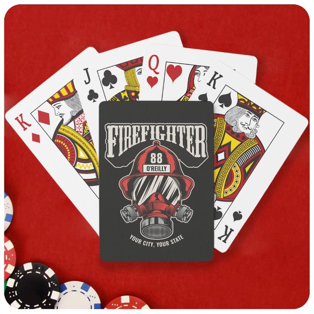 Personalised Firefighter Mask Fire Dept Helmet Playing Cards (Creator Uploaded)