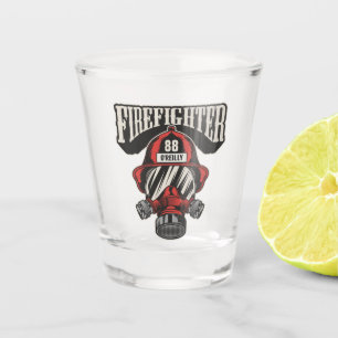 Personalised Firefighter Mask Fire Dept Helmet Shot Glass