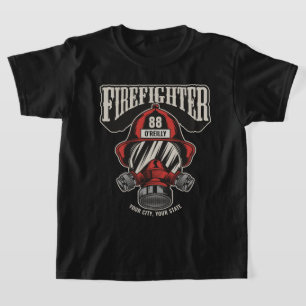 Personalised Firefighter Mask Fire Dept Helmet  T-Shirt