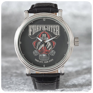 Personalised Firefighter Mask Fire Dept Helmet  Watch