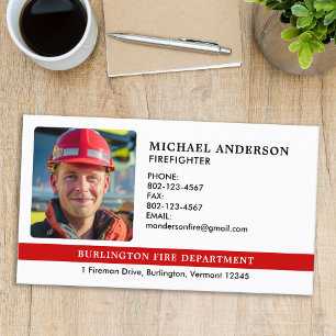 Personalised Firefighter Photo Fire Department Business Card