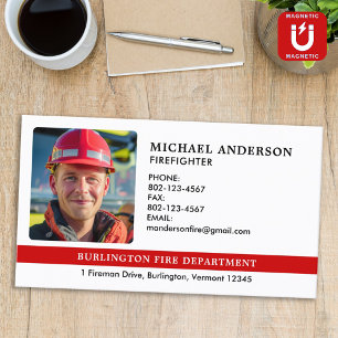 Personalised Firefighter Photo Fire Department Magnetic Business Card