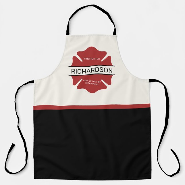 Personalised Firefighter Red Logo Symbol  Apron (Front)