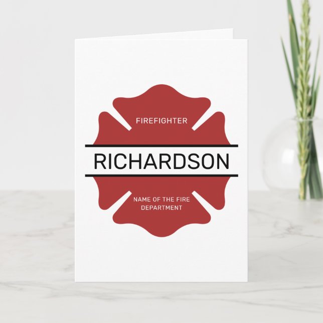 Personalised Firefighter Red Logo Symbol  Card (Front)