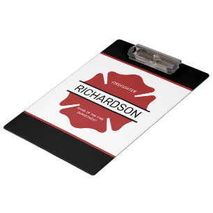 Personalised Firefighter Red Logo Symbol Clipboard