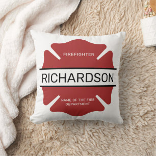 Personalised Firefighter Red Logo Symbol  Cushion