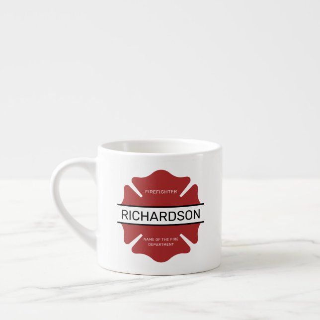 Personalised Firefighter Red Logo Symbol  Espresso Cup (Left)