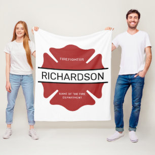 Personalised Firefighter Red Logo Symbol  Fleece Blanket