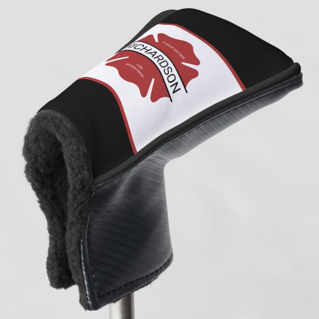 Personalised Firefighter Red Logo Symbol  Golf Head Cover (3/4 Front)