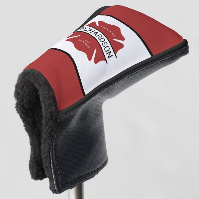 Personalised Firefighter Red Logo Symbol  Golf Head Cover (3/4 Front)