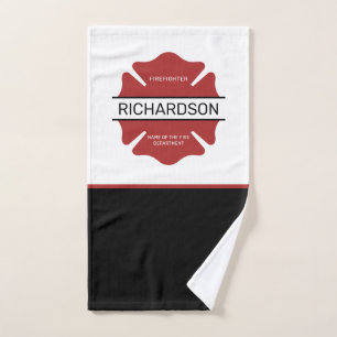 Personalised Firefighter Red Logo Symbol Hand Towel
