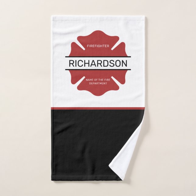 Personalised Firefighter Red Logo Symbol  Hand Towel (Hand Towel)