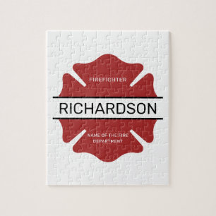 Personalised Firefighter Red Logo Symbol  Jigsaw Puzzle