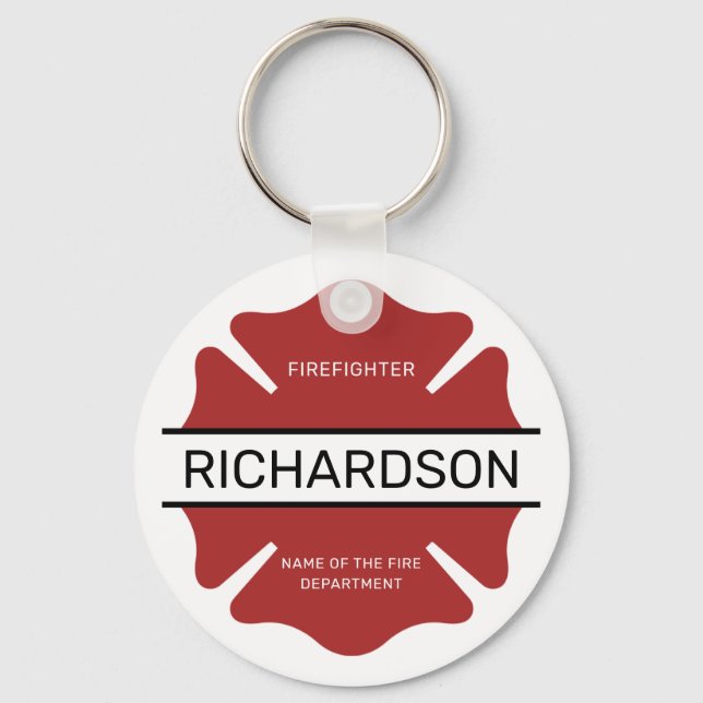 Personalised Firefighter Red Logo Symbol  Key Ring (Front)