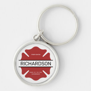 Personalised Firefighter Red Logo Symbol Key Ring