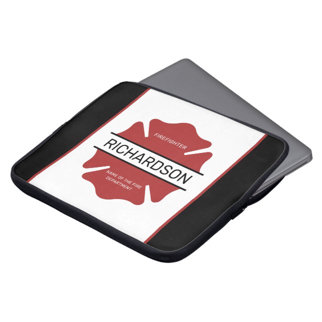 Personalised Firefighter Red Logo Symbol  Laptop Sleeve (Front Top)