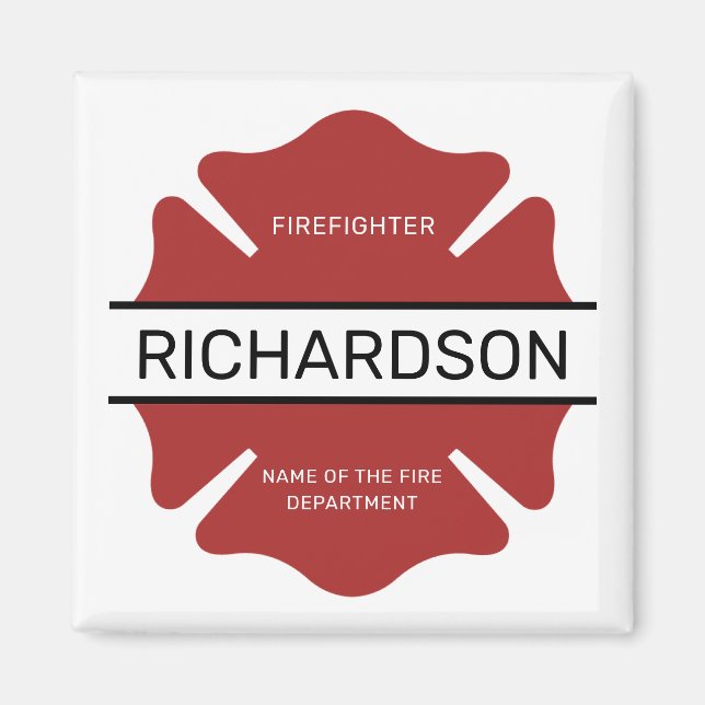 Personalised Firefighter Red Logo Symbol  Magnet (Front)
