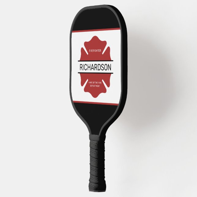 Personalised Firefighter Red Logo Symbol  Pickleball Paddle (Left)
