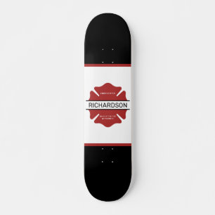 Personalised Firefighter Red Logo Symbol  Skateboard