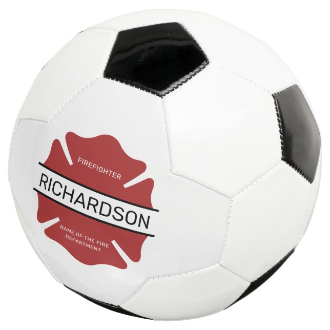 Personalised Firefighter Red Logo Symbol  Soccer Ball (Three Quarter)