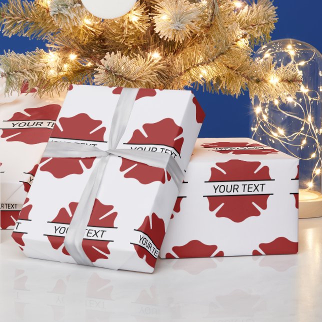 Personalised Firefighter Red Logo Symbol  Wrapping Paper (Holidays)