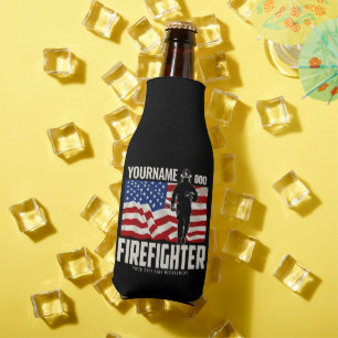 Personalised Firefighter Rescue USA Flag Patriotic Bottle Cooler