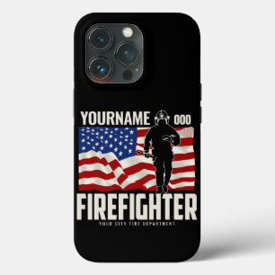 Personalised Firefighter Rescue USA Flag Patriotic iPhone 13 Pro Case