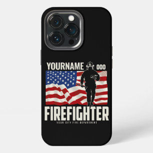 Personalised Firefighter Rescue USA Flag Patriotic iPhone 13 Pro Case