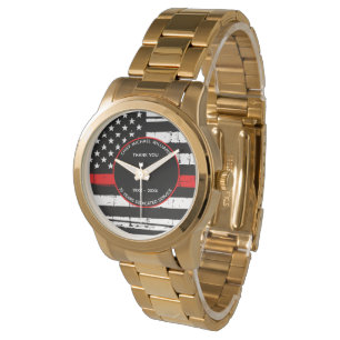 Personalised Firefighter Retirement Thin Red Line Watch