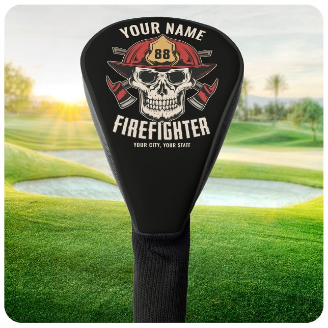 Personalised Firefighter Skull Fireman Fire Dept Golf Head Cover (Creator Uploaded)