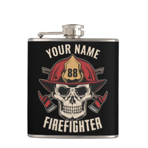 Personalised Firefighter Skull Fireman Fire Dept  Hip Flask