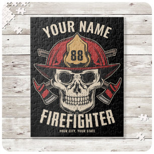 Personalised Firefighter Skull Fireman Fire Dept  Jigsaw Puzzle