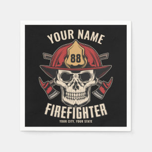 Personalised Firefighter Skull Fireman Fire Dept Napkin