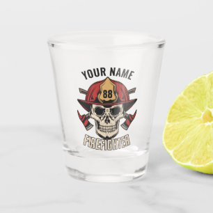 Personalised Firefighter Skull Fireman Fire Dept Shot Glass