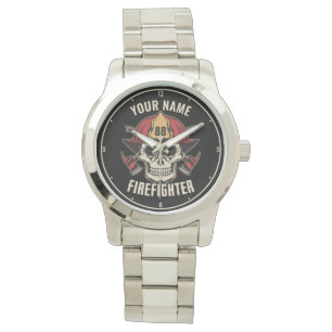 Personalised Firefighter Skull Fireman Fire Dept Watch