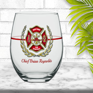 Personalised Firefighter Stemless Wine Glass